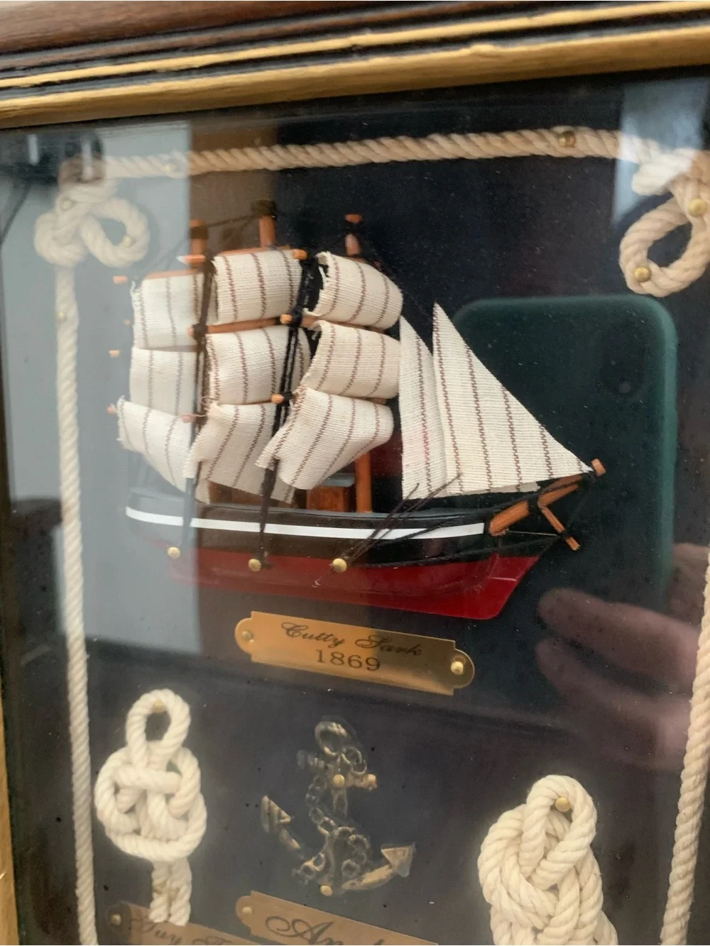 Vintage Nautical key storage Shadow Box with White Rope Accents